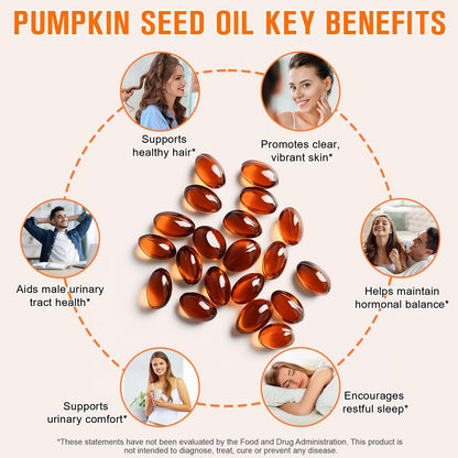 Pumpkin Seed Oil with Saw Palmetto Capsules, 1000mg per Serving – Prostate & Bladder Health, Non-GMO, 300 Softgels