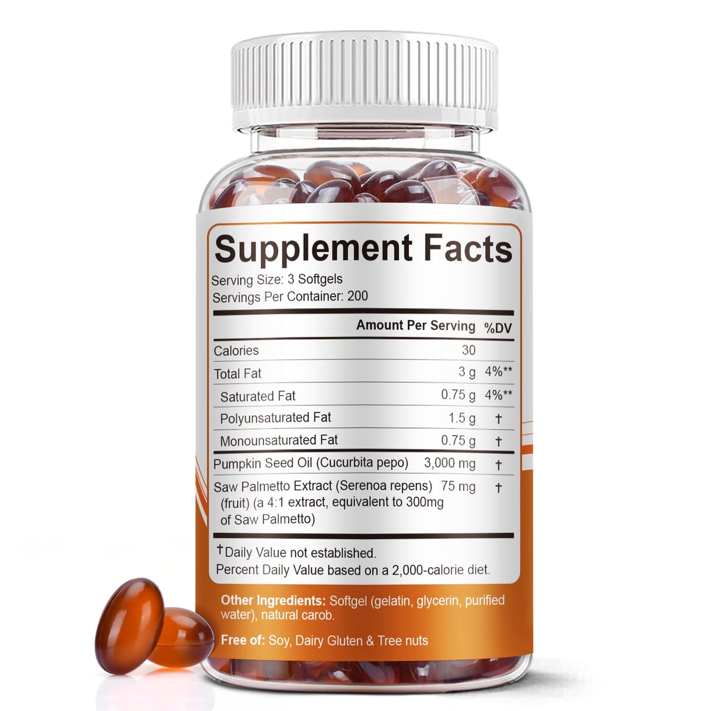 BEWORD Pumpkin Seed Oil with Saw Palmetto – 3000mg per Serving, 600 Softgels
