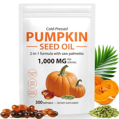 Pumpkin Seed Oil with Saw Palmetto Capsules - 2-in-1 Hair & Heart Support