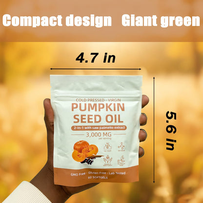 Pumpkin Seed Oil Softgels with Saw Palmetto – Cold-Pressed Virgin Oil, Prostate & Hair Support