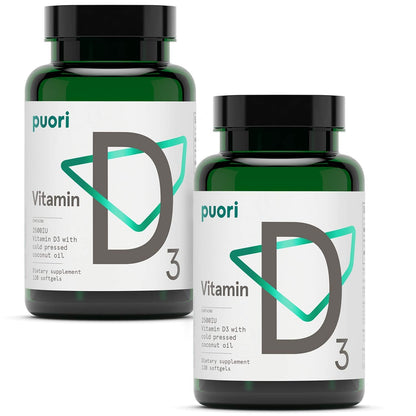 Puori Vitamin D3 Softgels 2500 IU (62.5 mcg) – 240 Count, Non-GMO & Gluten-Free