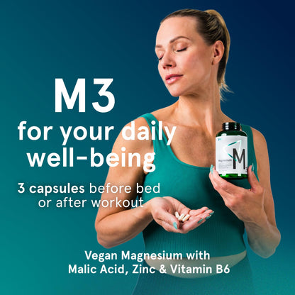 Puori Magnesium Complex M3 – High Absorption Magnesium Taurinate & Gluconate with Zinc, Vitamin B6 & Malic Acid | 240 Vegan Capsules
