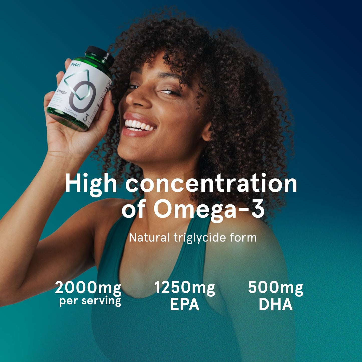 Puori O3 Omega-3 Fish Oil — Burpless, Wild-Caught, 2000mg Omega-3 (EPA 1250mg / DHA 500mg), 240 Softgels, IFOS Certified