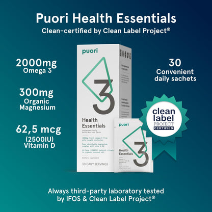 Puori P3 Health Essentials: Multivitamins for Men & Women – 30 Servings