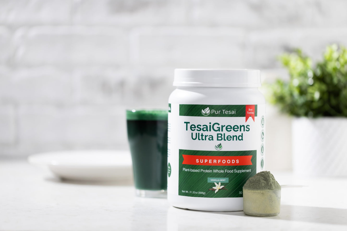 Pur Tesai TesaiGreens Ultra Blend Superfood Powder – Plant-Based Nutrition, 16g Protein, 7B Probiotics