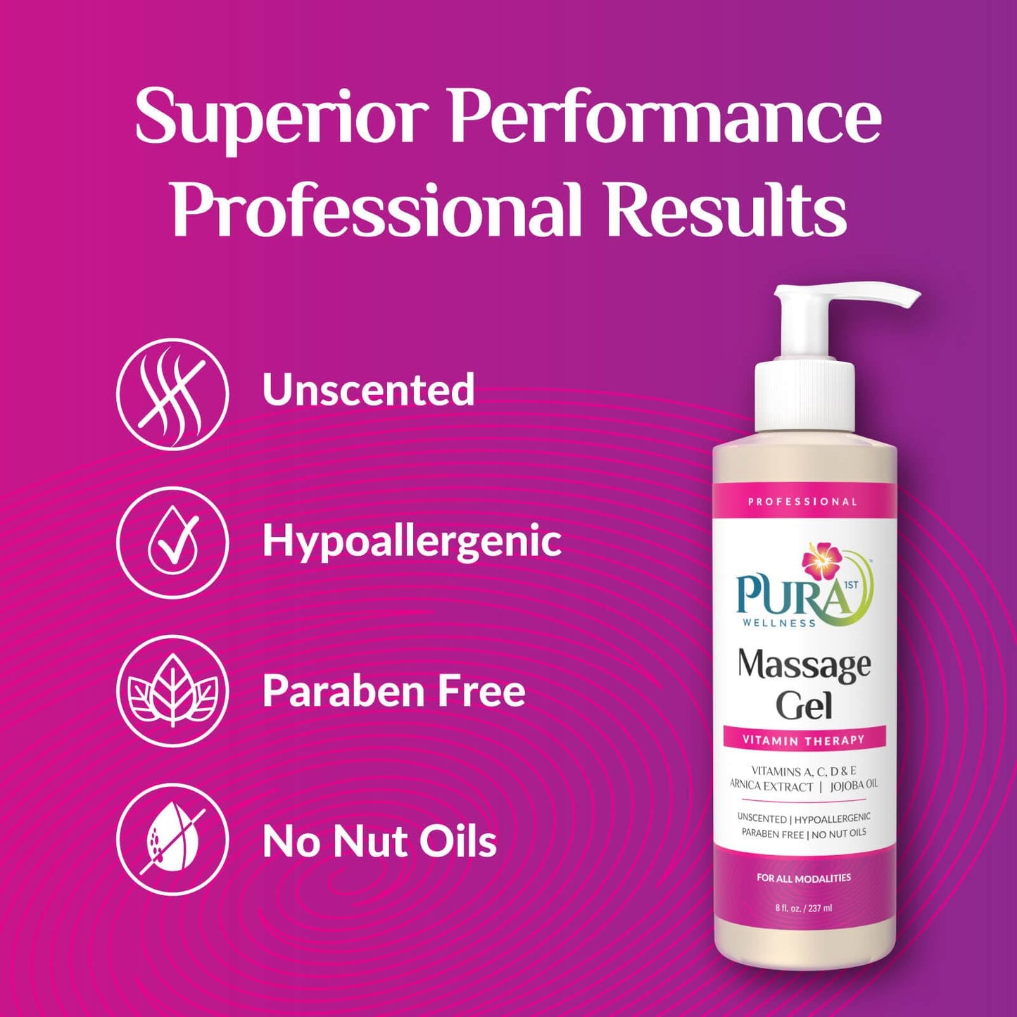 PURA 1st Wellness Massage Gel 8oz – Hypoallergenic Deep Tissue Relief
