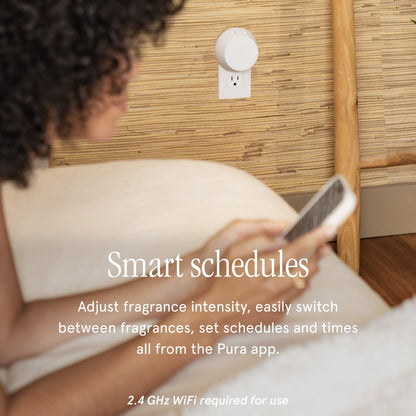 Pura 4 Smart Home Fragrance Starter Set | Scent Diffuser for Home - Linens & Surf, Lavender Fields, White Tea No.1, Yuzu Citron