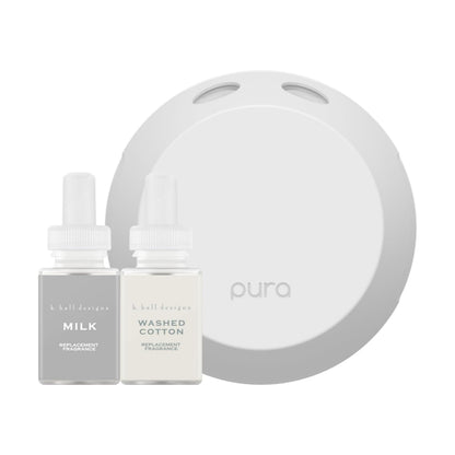 Pura Smart Home Fragrance Device Starter Set – Pura 4 with Milk & Cotton Refills