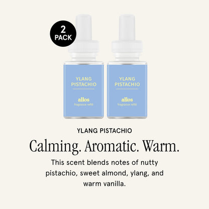 Pura and Allos Ylang Pistachio Calm Fragrance Refill – 2 Pack for Smart Diffusers