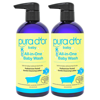 PURA D’OR All-in-One Baby Wash – 32 Oz, Tear-Free & Hypoallergenic