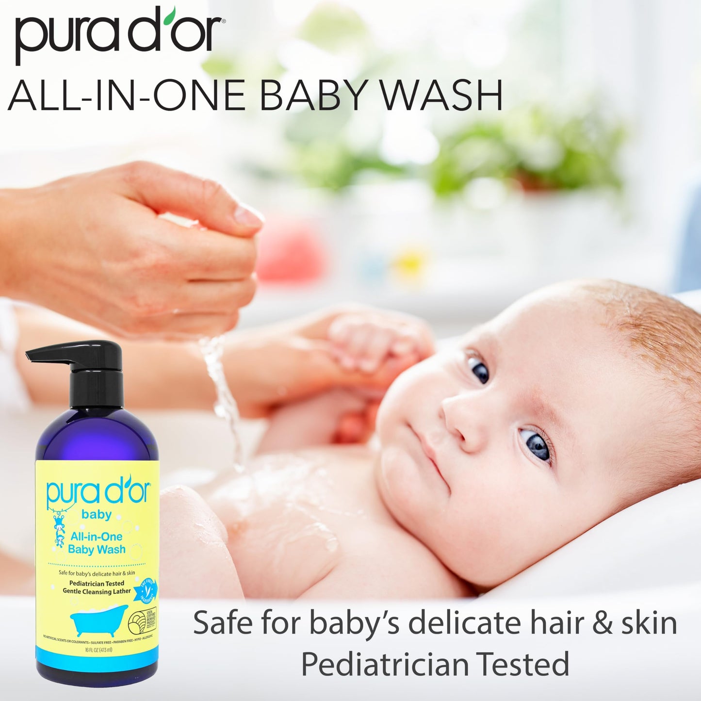 PURA D’OR All-in-One Baby Wash – 32 Oz, Tear-Free & Hypoallergenic