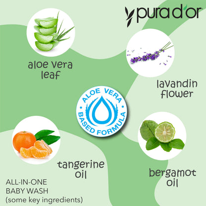 PURA D’OR All-in-One Baby Wash – 32 Oz, Tear-Free & Hypoallergenic