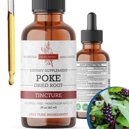 Pura Herba Organic Poke Root Tincture | Immune & Lymphatic Support | 2 oz | Made in USA