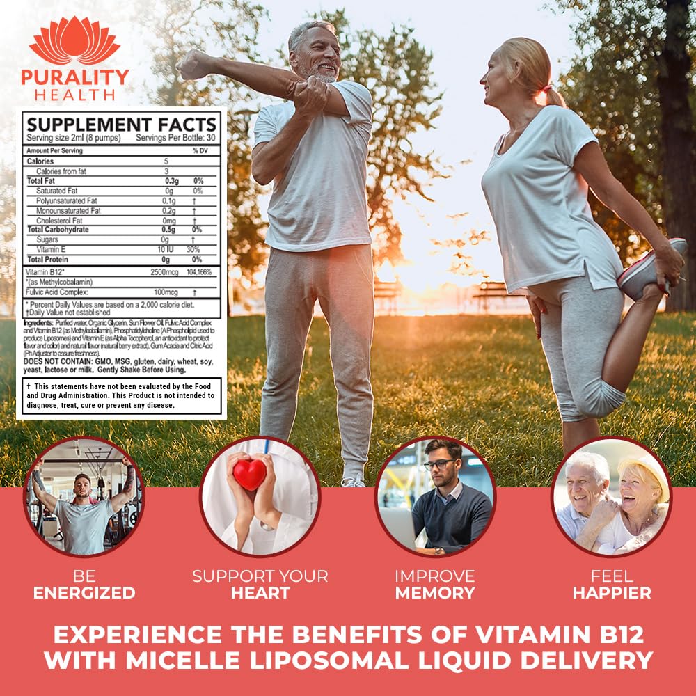 Purality Health Micelle Liposomal Vitamin B12 2500 mcg | Vegan, Methylcobalamin