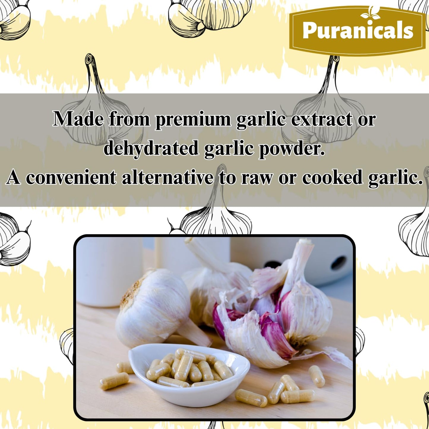 Puranicals Garlic Premium 320 Capsules – Non-GMO, Gluten Free | 900 mg/serving