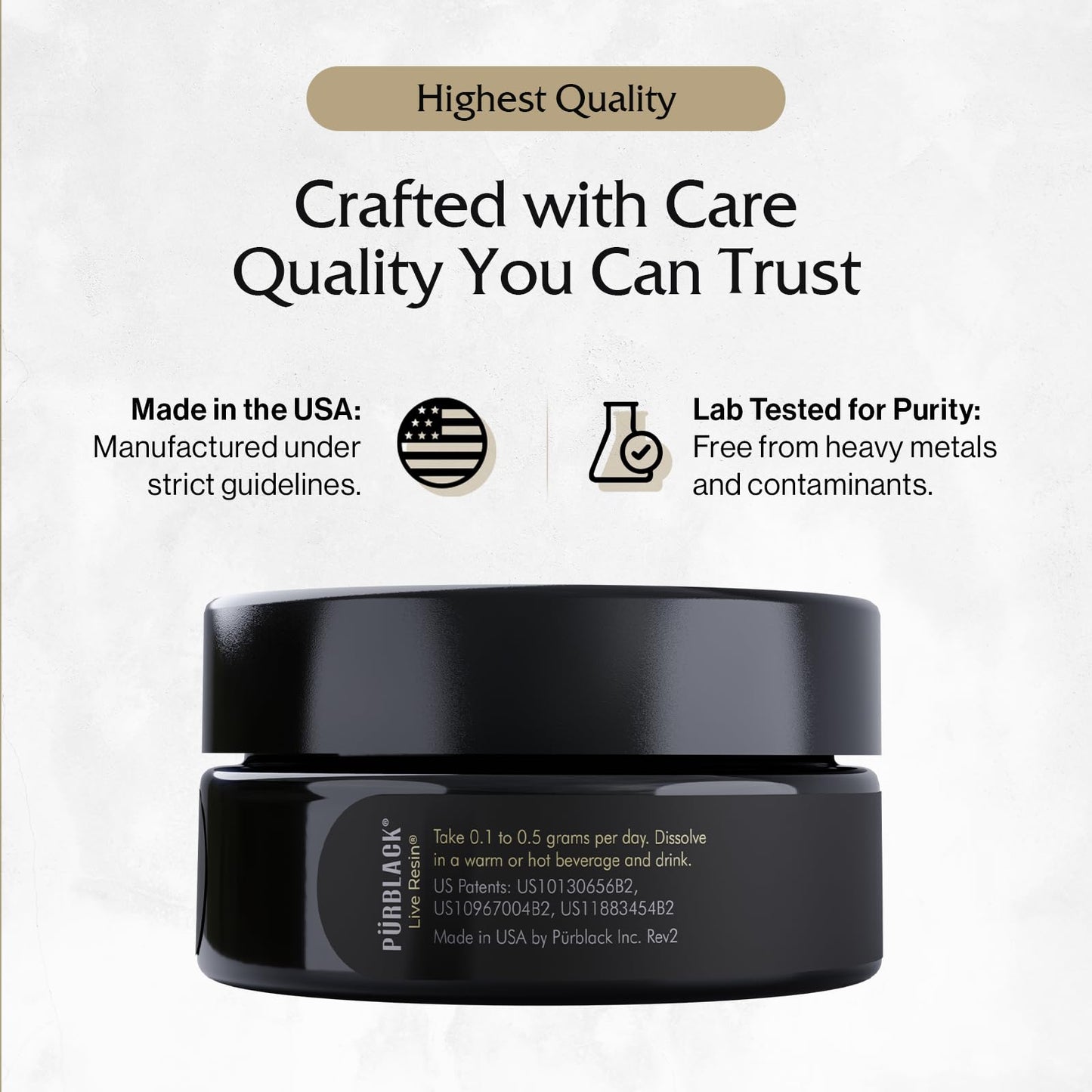 Pürblack Live Resin Pure Gold Shilajit – Organic Shilajit with 80+ Minerals | USA Made, 60 Servings