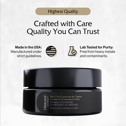 Pürblack Live Resin Pure Gold Shilajit – Organic, 80+ Minerals, USA Made | 30 Servings