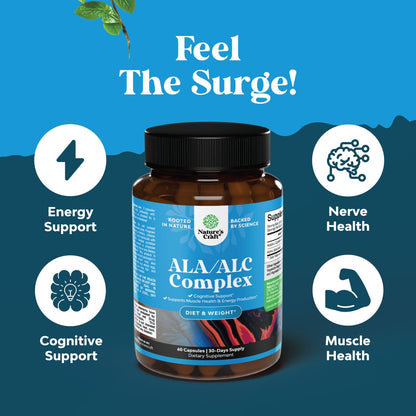 Alpha Lipoic Acid + Acetyl-L-Carnitine Supplement – Memory, Energy & Metabolism (60 Capsules)