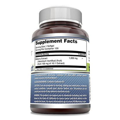 Amazing Formulas Bilberry Extract Supplement 1000 mg - 120 Softgels | Rich in Vitamins