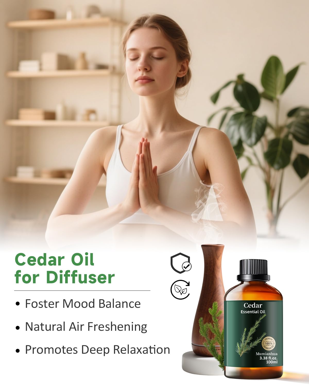 Cedarwood Essential Oil for Bedtime & Pillow Mist – Relaxation & Aromatherapy (3.38 Fl Oz)