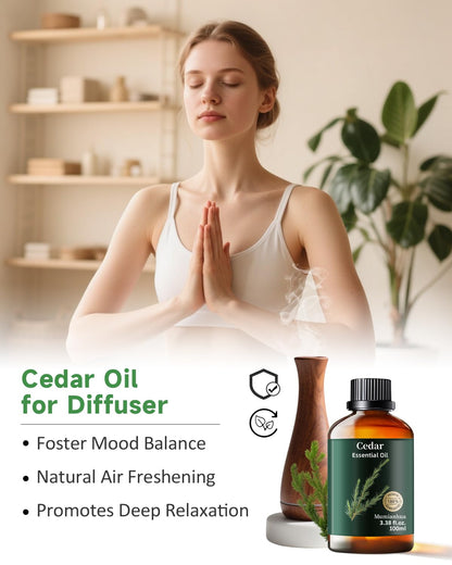 Cedarwood Essential Oil for Bedtime & Pillow Mist – Relaxation & Aromatherapy (3.38 Fl Oz)