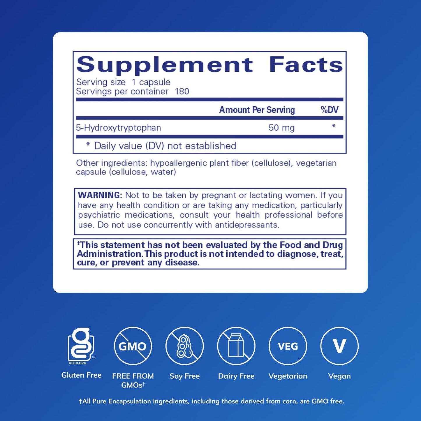 Pure Encapsulations 5-HTP 50 mg | 180 Capsules | Serotonin Support, Sleep & Appetite