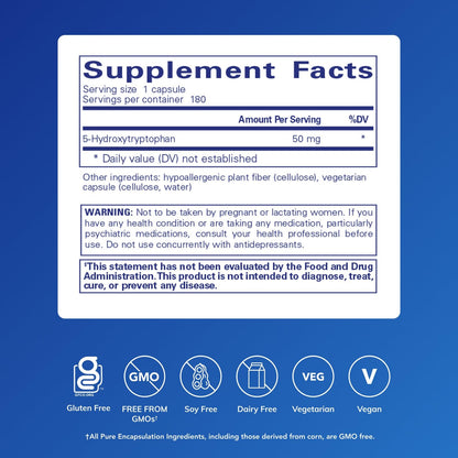 Pure Encapsulations 5-HTP 50 mg | 180 Capsules | Serotonin Support, Sleep & Appetite