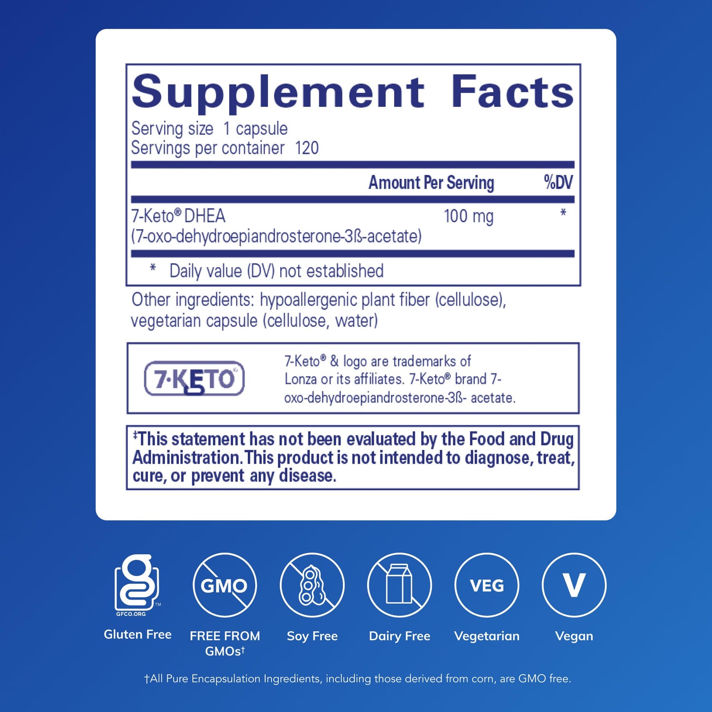 Pure Encapsulations 7-Keto DHEA 100 mg | Metabolic Support & Body Composition | 120 Caps