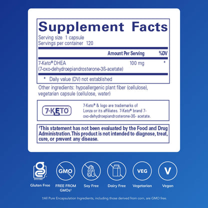 Pure Encapsulations 7-Keto DHEA 100 mg | Metabolic Support & Body Composition | 120 Caps