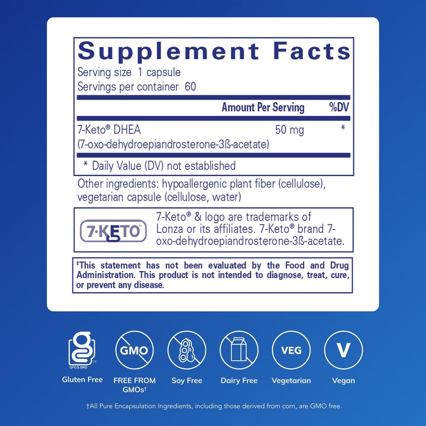 Pure Encapsulations 7-Keto DHEA 50 mg | Metabolic Support & Healthy Body Composition | 60 Capsules
