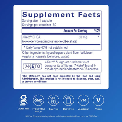 Pure Encapsulations 7-Keto DHEA 50 mg | Metabolic Support & Healthy Body Composition | 60 Capsules