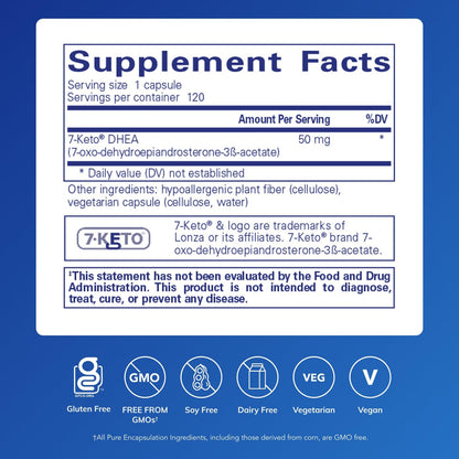 Pure Encapsulations 7-Keto DHEA 50 mg | Supports Thermogenesis & Healthy Body Composition | 120 Capsules