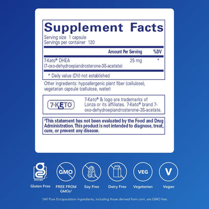 Pure Encapsulations 7-Keto DHEA 25 mg | Supports Metabolic Health & Thermogenesis* | 120 Capsules