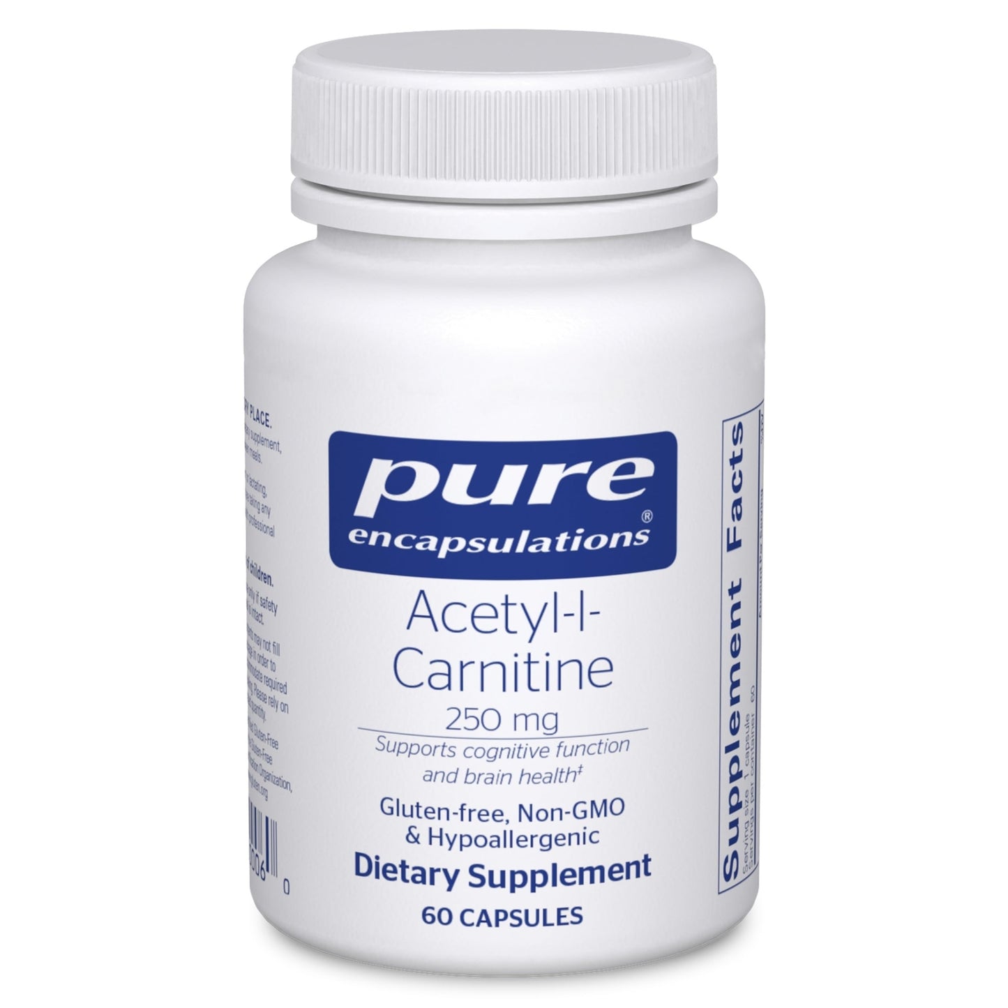 Pure Encapsulations Acetyl-L-Carnitine 250 mg — Memory & Brain Support, Gluten Free & Non-GMO, 60 Capsules