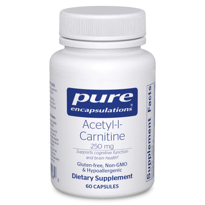 Pure Encapsulations Acetyl-L-Carnitine 250 mg — Memory & Brain Support, Gluten Free & Non-GMO, 60 Capsules