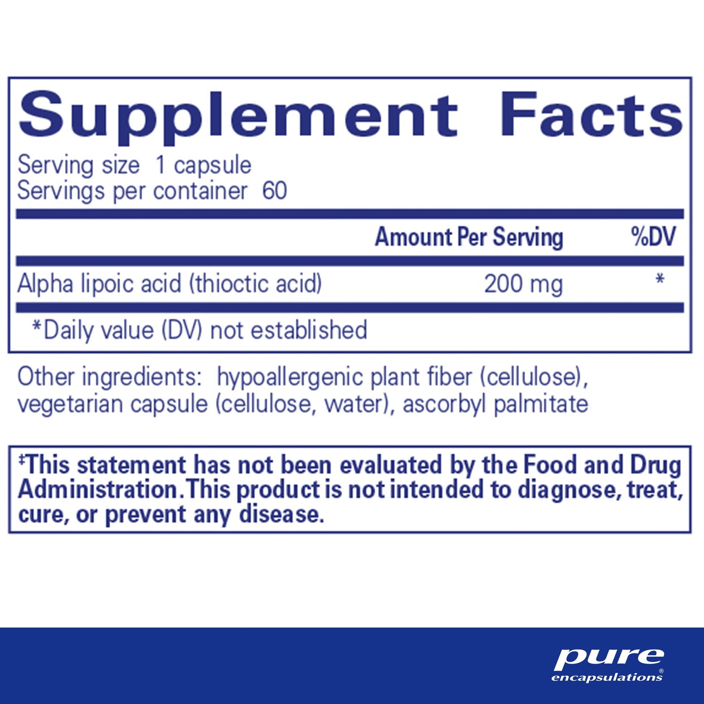 Pure Encapsulations Alpha Lipoic Acid 200 mg - 60 Vegan Capsules | Antioxidant & Metabolic Support