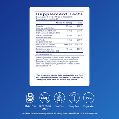 Pure Encapsulations B-Complex Liquid | Liquid Vitamin B Complex for Nerve & Energy Metabolism | Gluten Free & Vegetarian