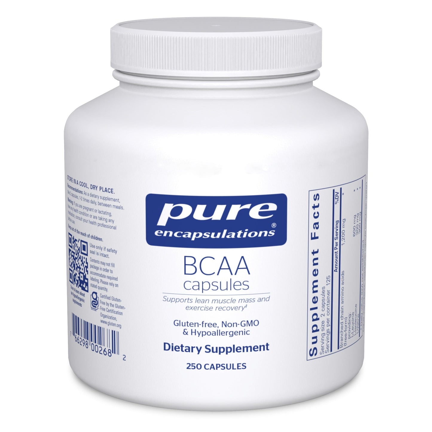 Pure Encapsulations BCAA Capsules – Hypoallergenic BCAA for Muscle Function During Exercise | 250 Capsules