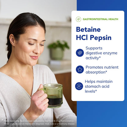 Pure Encapsulations Betaine HCl Pepsin – Digestive Enzymes for Digestion & Nutrient Absorption (250 Capsules)