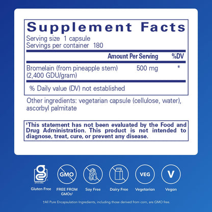 Pure Encapsulations Bromelain 2400 500 mg – Digestive & Joint Support, Vegan, 180 Capsules