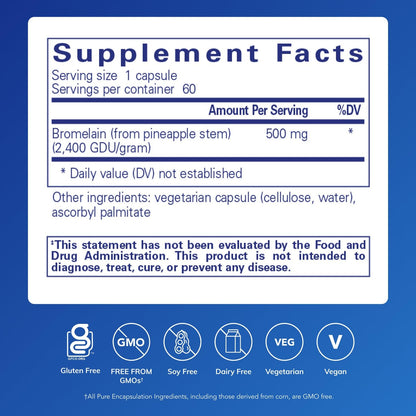 Pure Encapsulations Bromelain 2400 500 mg – Digestive & Joint Support (60 Caps)