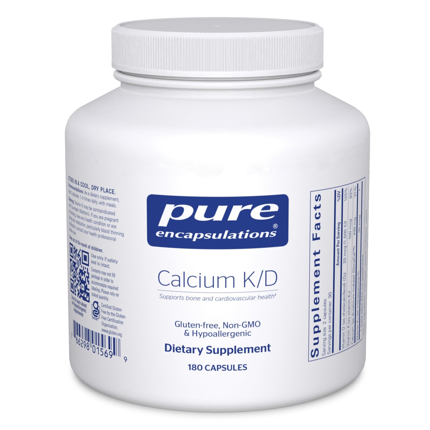 Pure Encapsulations Calcium K/D - Bone Health Support with Vitamin D & K | 180 Capsules
