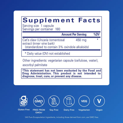 Pure Encapsulations Cat's Claw | Joint, Immune & Digestive Support | 180 Capsules
