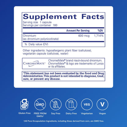 Pure Encapsulations ChromeMate GTF 600 | Metabolism Support & Lean Muscle | 180 Capsules