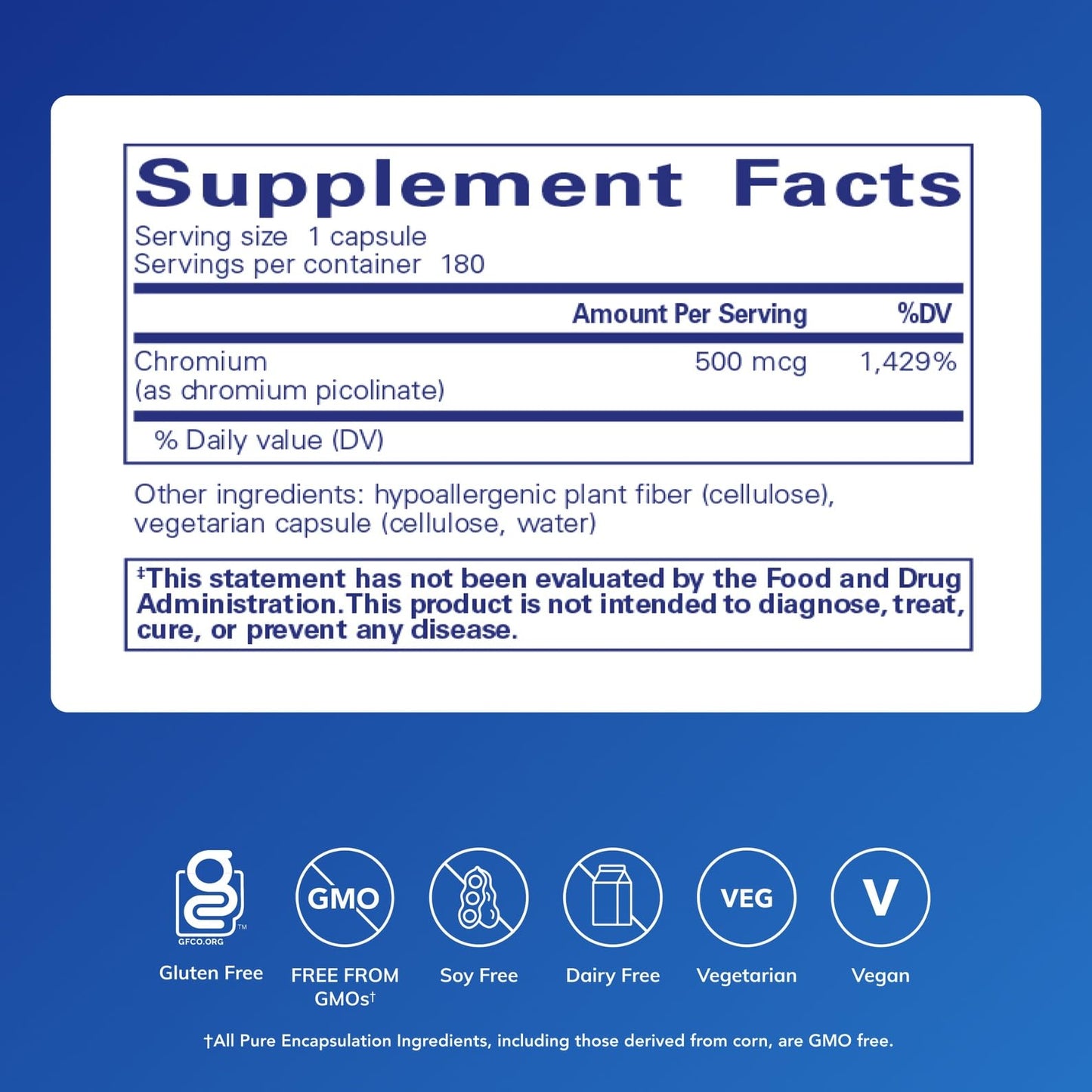 Pure Encapsulations Chromium (Picolinate) 500 mcg – Superior Absorption, Vegan & Gluten Free