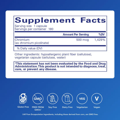 Pure Encapsulations Chromium (Picolinate) 500 mcg – Superior Absorption, Vegan & Gluten Free