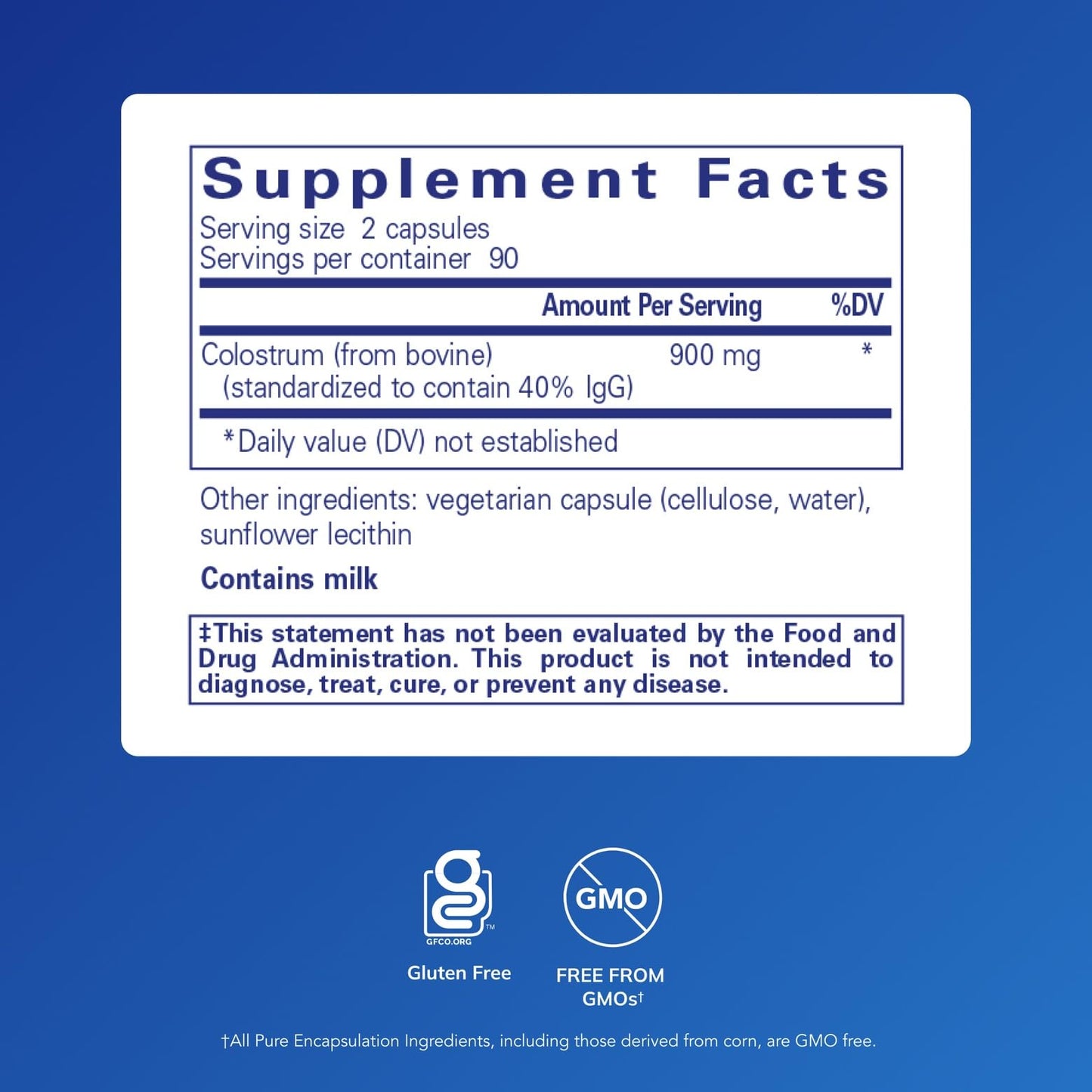 Pure Encapsulations Colostrum 40% IgG | Immune Support Supplement, 180 Capsules