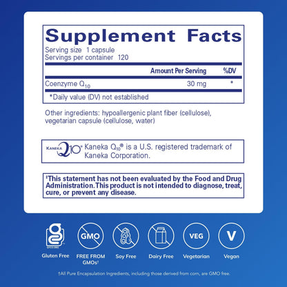 Pure Encapsulations CoQ10 30 mg | Coenzyme Q10 Supplement for Energy, Antioxidant & Cardiovascular Support | 120 Capsules