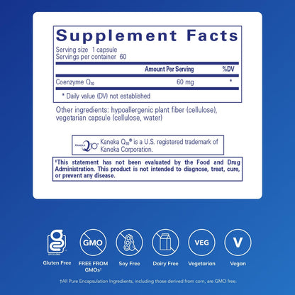 Pure Encapsulations CoQ10 60 mg Capsules – Energy, Brain & Cardiovascular Support
