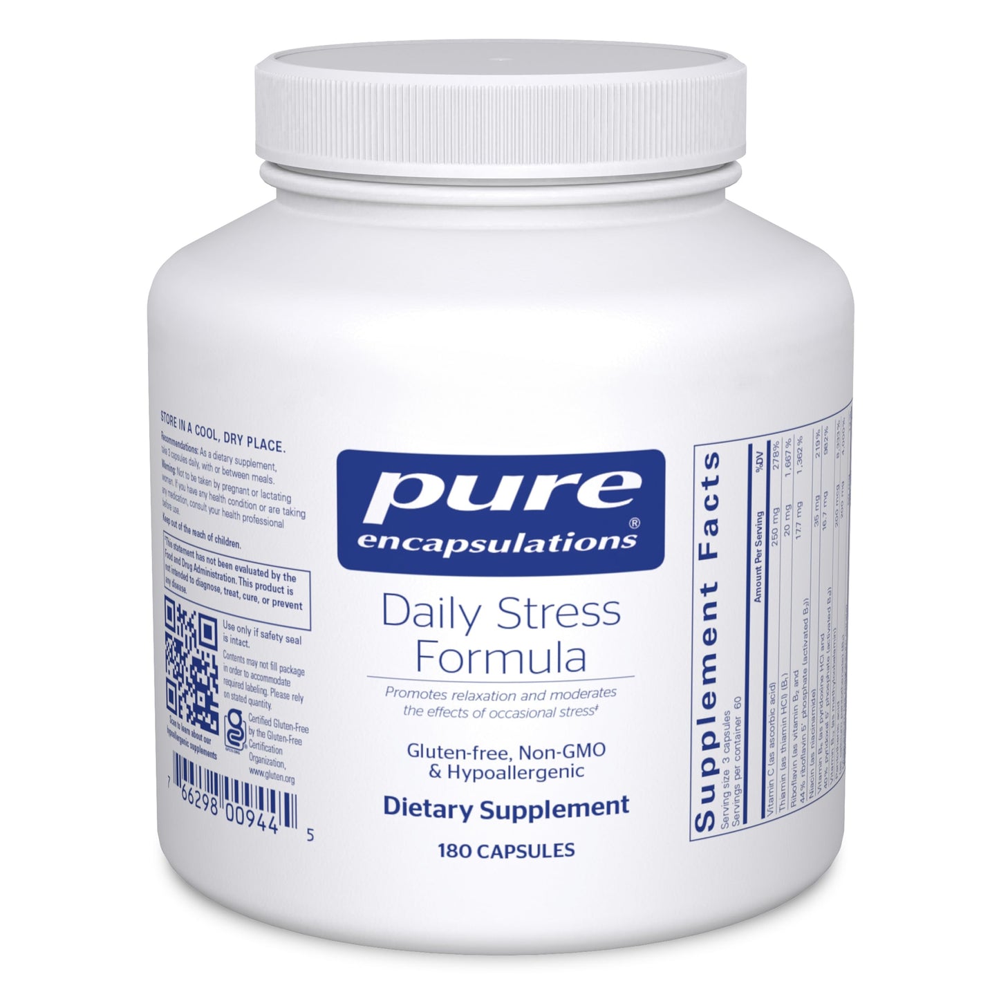 Pure Encapsulations Daily Stress Formula - Relaxation & Cognitive Support, 180 Capsules